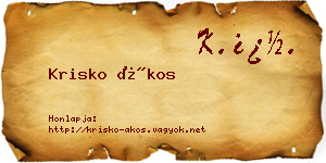 Krisko Ákos névjegykártya